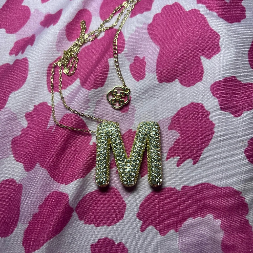 Gold Initial 'M' Pendant Necklace